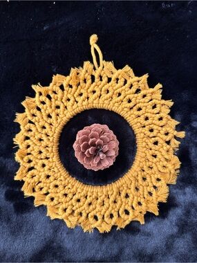 Handmade Mustard Yellow Macramé Wreath